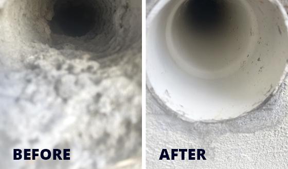 Before and After Multi-Unit Dryer Vent Cleaning in Mobile AL,